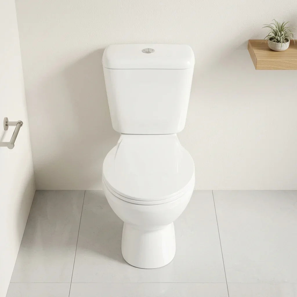 אסלה מונובלוק BUFALO RIMLESS לבן, Bathroom , Clear Sunny Day.