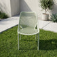 כסא פלסטיק PRIDE ירוק בהיר, back yard, Clear Sunny Day.