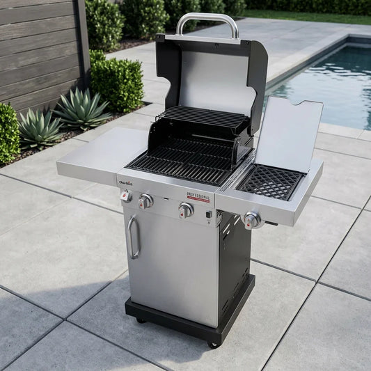 גריל 2 מבערים PROFESSIONAL PRO         , back yard, Clear Sunny Day.