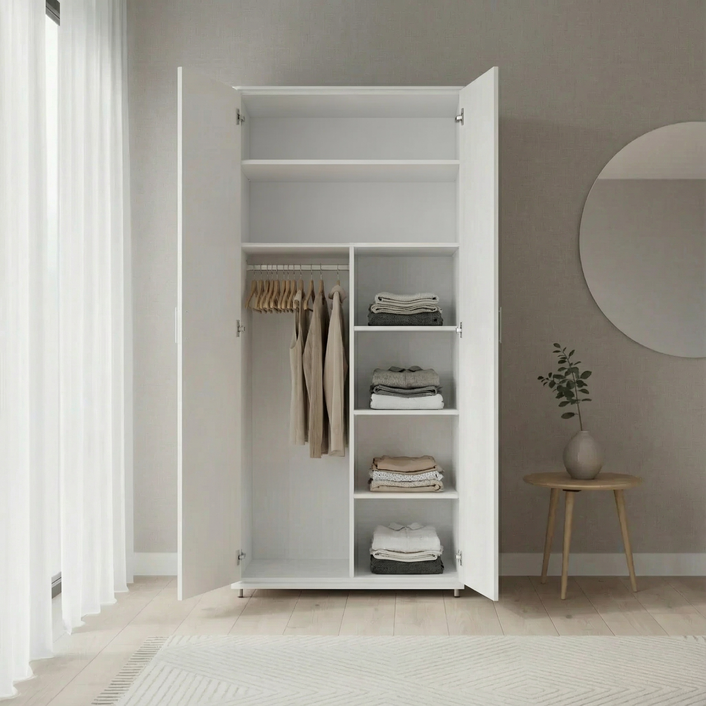 ארון עמי 2 דלתות לבן מדפים + תלייה