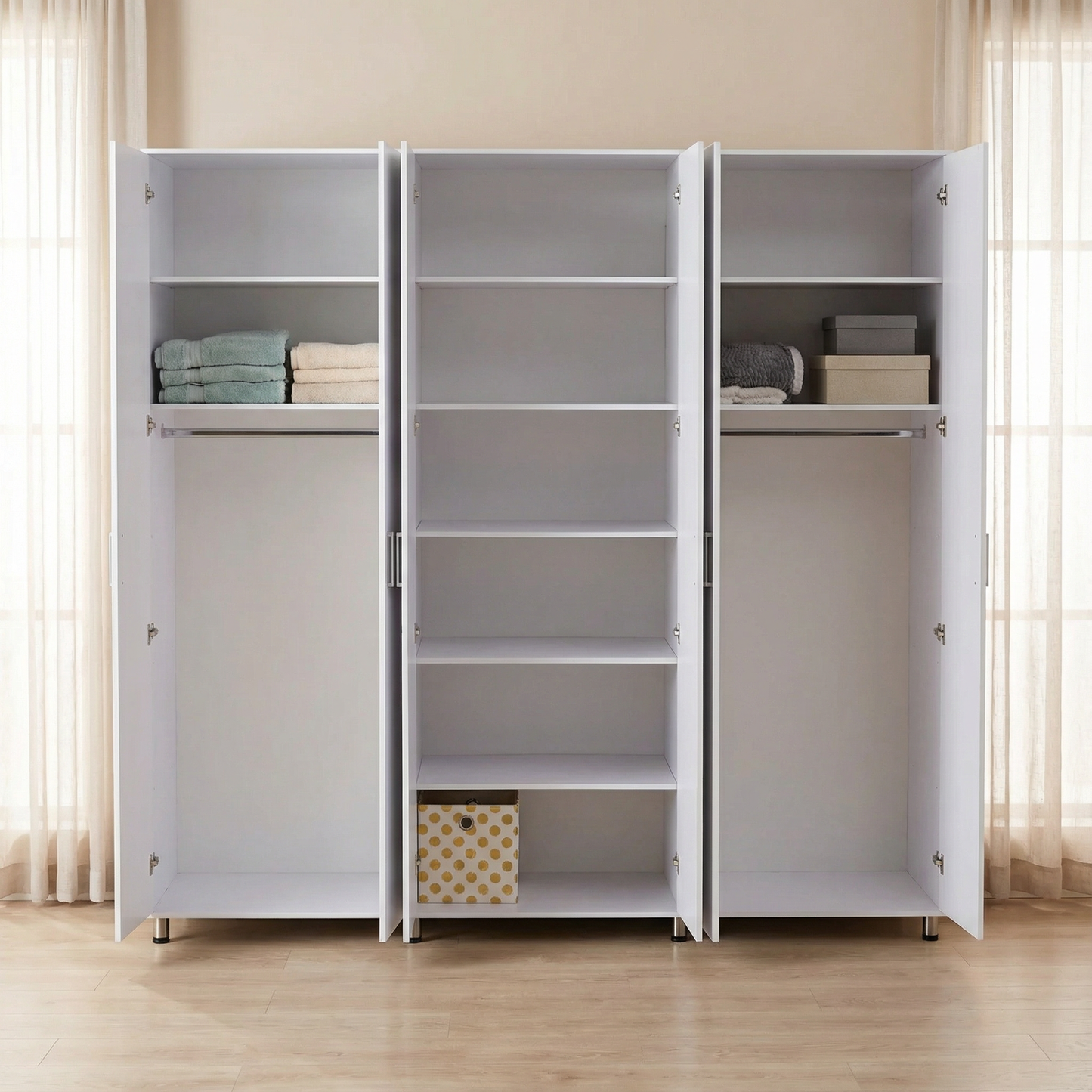 ארון בגדים עמי  6 דלתות לבן