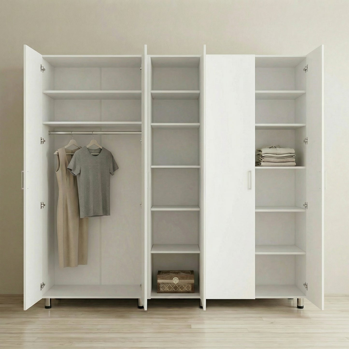 ארון בגדים עמי 5 דלתות לבן